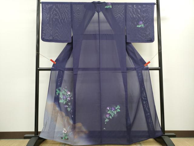 平和屋着物＊夏物　訪問着　絽　朝顔　暈し染め　金彩　正絹　逸品　未使用　CABK6770ze