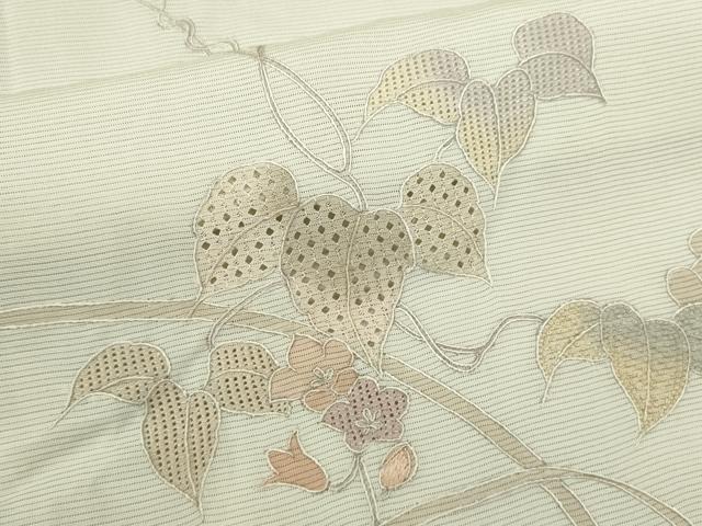 平和屋着物＊夏物　中国三大刺繍　スワトウ刺繍　相良刺繍　蘇州刺繍　訪問着　絽　草花文　暈し染め　正絹　逸品　CABK6777ze