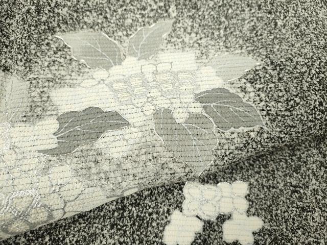 平和屋着物＊夏物　訪問着　駒刺繍　絽縮緬　紫陽花　たたき染め　銀彩　正絹　逸品　CABK6775ze