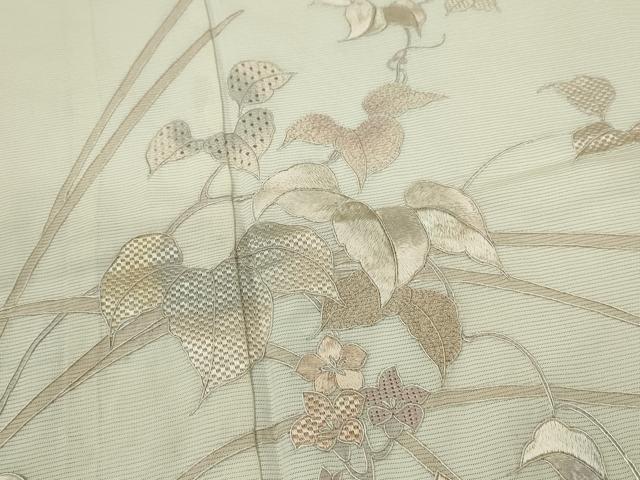 平和屋着物＊夏物　中国三大刺繍　スワトウ刺繍　相良刺繍　蘇州刺繍　訪問着　絽　草花文　暈し染め　正絹　逸品　CABK6777ze