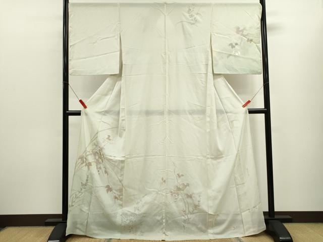平和屋着物＊夏物　中国三大刺繍　スワトウ刺繍　相良刺繍　蘇州刺繍　訪問着　絽　草花文　暈し染め　正絹　逸品　CABK6777ze
