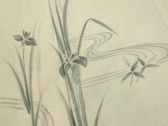 平和屋着物＊夏物　訪問着　紗紬　手描き　流水鴛鴦燕子花　正絹　逸品　CABK6776ze
