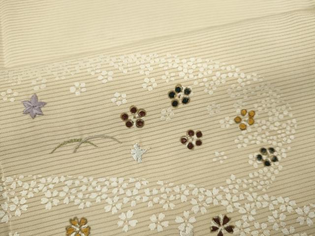 平和屋着物＊夏物　訪問着　絽　刺繍　舞花文　金銀彩　正絹　逸品　CABK6778ze