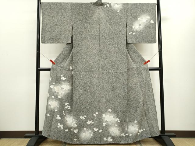 平和屋着物＊夏物　訪問着　駒刺繍　絽縮緬　紫陽花　たたき染め　銀彩　正絹　逸品　CABK6775ze