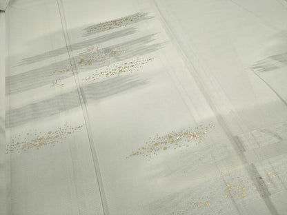平和屋着物＊夏物　訪問着　絽　刺繍　枝花文　金銀彩　正絹　逸品　CABK6773ze