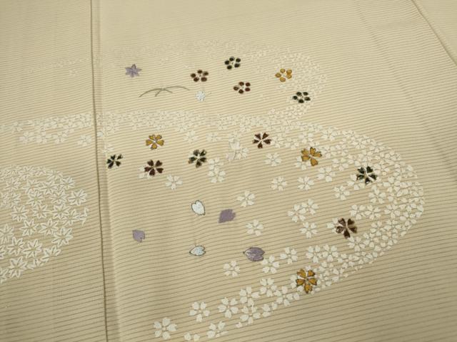 平和屋着物＊夏物　訪問着　絽　刺繍　舞花文　金銀彩　正絹　逸品　CABK6778ze