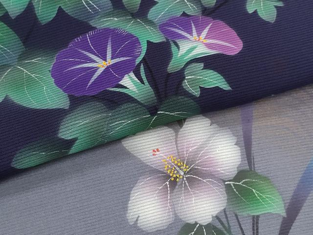 平和屋着物＊夏物　訪問着　絽　朝顔　暈し染め　金彩　正絹　逸品　未使用　CABK6770ze