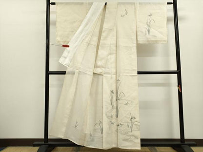 平和屋着物＊夏物　訪問着　紗紬　手描き　流水鴛鴦燕子花　正絹　逸品　CABK6776ze