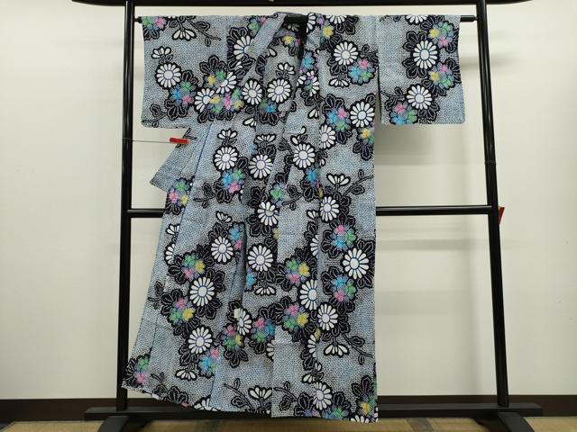 平和屋着物∴夏物　浴衣　注染　枝花文　日本製　手縫い　綿　逸品　CABK6790ze