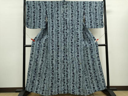 平和屋着物∴夏物　綿紅梅　浴衣　草花文　綿　逸品　CABK6783ze