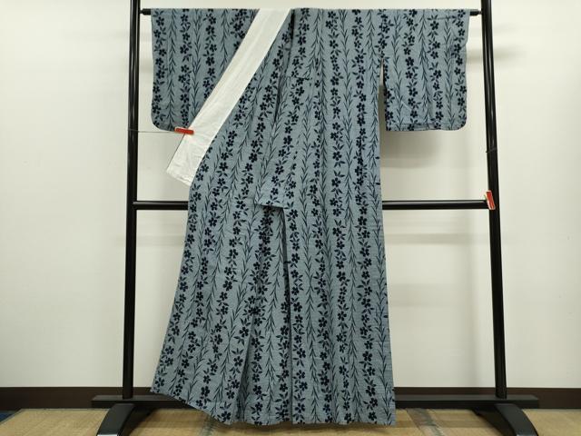 平和屋着物∴夏物　綿紅梅　浴衣　草花文　綿　逸品　CABK6783ze