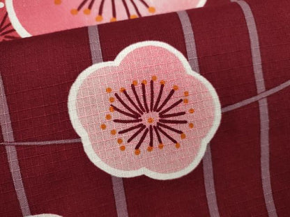 平和屋着物∴夏物　綿紅梅　浴衣　舞梅文　綿　逸品　CABK6793ze