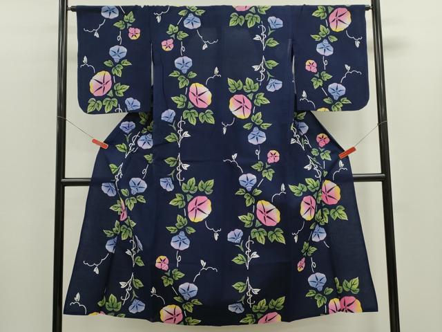 平和屋着物∴夏物　浴衣　注染　朝顔　日本製　綿　逸品　CABK6791ze