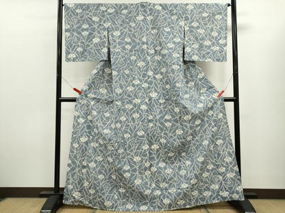 平和屋着物∴夏物　綿紅梅　浴衣　草花文　綿　逸品　CABK6800ze