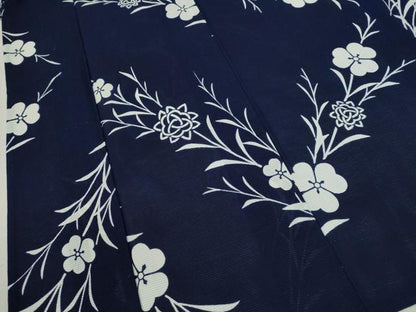 平和屋着物∴夏物　浴衣　綿絽　草花文　日本製　手縫い　綿　逸品　CABL8003ze