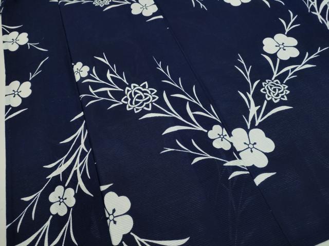 平和屋着物∴夏物　浴衣　綿絽　草花文　日本製　手縫い　綿　逸品　CABL8003ze