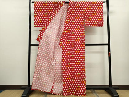 平和屋着物∴夏物　浴衣　さくらんぼ　綿　逸品　CABK6798ze