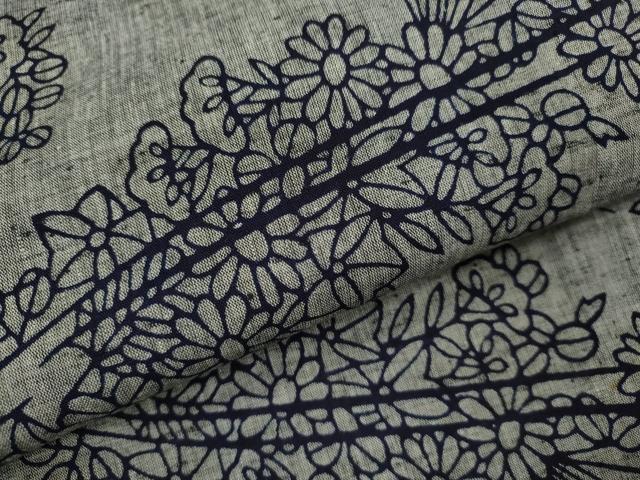 平和屋着物∴夏物　浴衣　注染　流水草花文　手縫い　綿　逸品　CABL8004ze