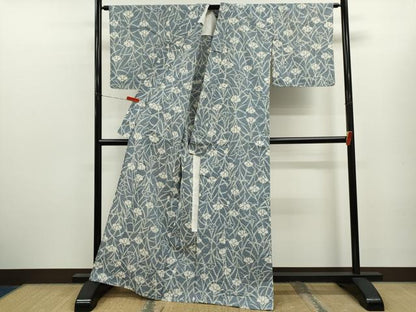 平和屋着物∴夏物　綿紅梅　浴衣　草花文　綿　逸品　CABK6800ze