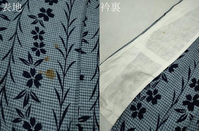 平和屋着物∴夏物　綿紅梅　浴衣　草花文　綿　逸品　CABK6783ze