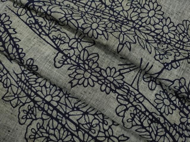 平和屋着物∴夏物　浴衣　注染　流水草花文　手縫い　綿　逸品　CABL8004ze