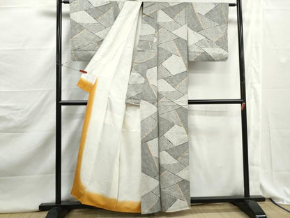 平和屋着物■上質な小紋　幾何学文　鹿の子　正絹　逸品　DABJ5148qa