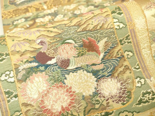 平和屋着物▼六通柄袋帯　格天井春秋文　金糸　正絹　逸品　DABJ1401az