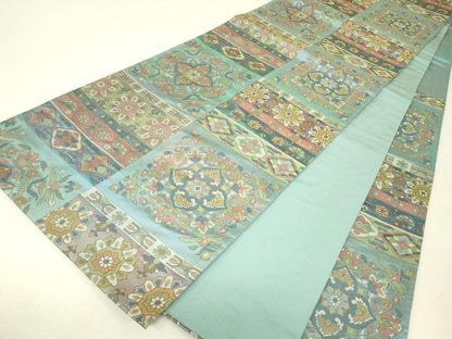 平和屋着物▼六通柄袋帯　正倉院花文　正絹　逸品　DABJ1430az