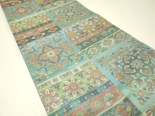平和屋着物▼六通柄袋帯　正倉院花文　正絹　逸品　DABJ1430az