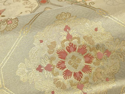 平和屋着物▼六通柄袋帯　宗家の華　金糸　正絹　逸品　DABJ1510az