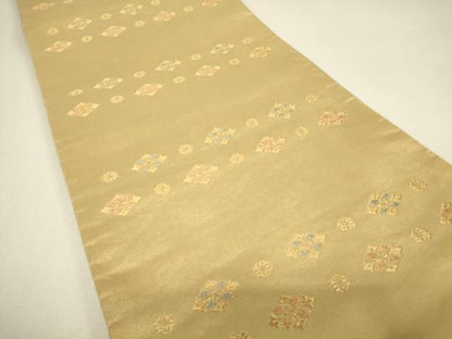 平和屋着物▼佐賀錦　両面　六通柄袋帯　天井花丸文　金糸　正絹　逸品　DABJ1501az