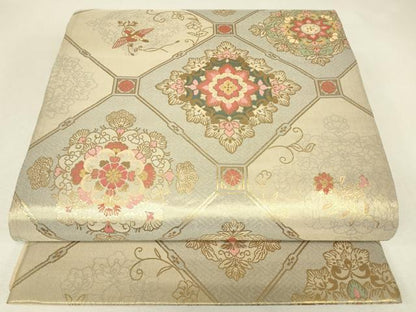 平和屋着物▼六通柄袋帯　宗家の華　金糸　正絹　逸品　DABJ1510az