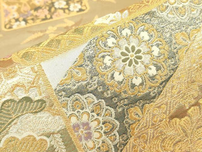 平和屋着物▼六通柄袋帯　蒔絵浪漫　金糸　正絹　逸品　DABJ1558az