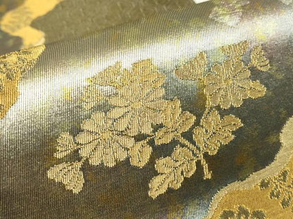 平和屋着物▼六通柄袋帯　道長花文　金糸　引箔　正絹　逸品　DABJ1570az