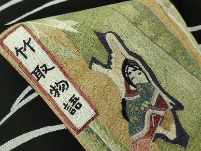 平和屋本店●極上　中国人間国宝　将雪英　中国三大刺繍　総相良刺繍　黒留袖　日本昔話　逸品　DZAA3176kh6