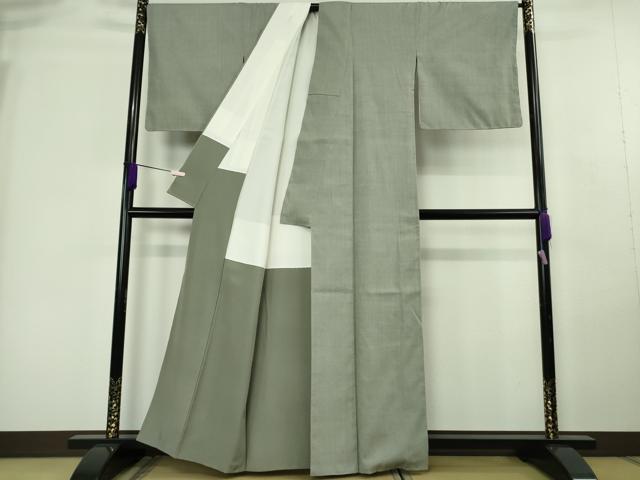 平和屋本店●極上　本場結城紬　重要無形文化財　奥順謹製　色無地　薄い豆がら茶色　証紙付き　逸品　DZAA7655kh6