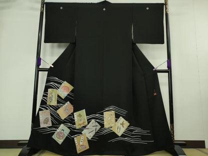平和屋本店●極上　中国人間国宝　将雪英　中国三大刺繍　総相良刺繍　黒留袖　日本昔話　逸品　DZAA3176kh6