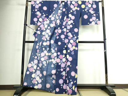平和屋着物∴夏物　浴衣　舞梅文　綿　逸品　DABJ4323cd