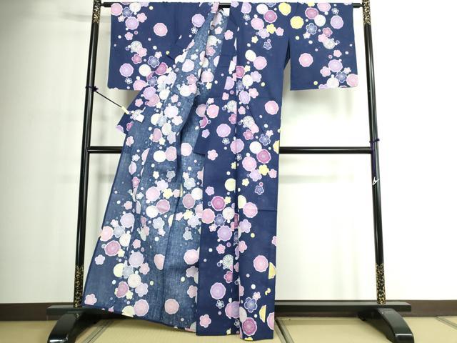 平和屋着物∴夏物　浴衣　舞梅文　綿　逸品　DABJ4323cd