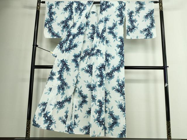 平和屋着物∴夏物　浴衣　綿絽　草花文　百合　綿　逸品　DABJ4332cd