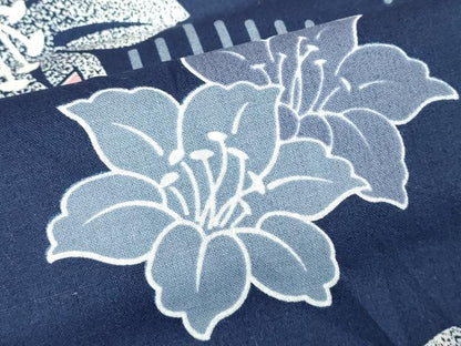 平和屋着物∴夏物　浴衣　草花文　百合　綿　逸品　DABJ4319cd