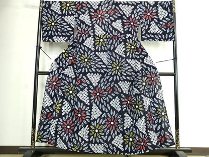 平和屋着物∴夏物　浴衣　有松鳴海絞り　舞花文　綿　逸品　DABJ4325cd