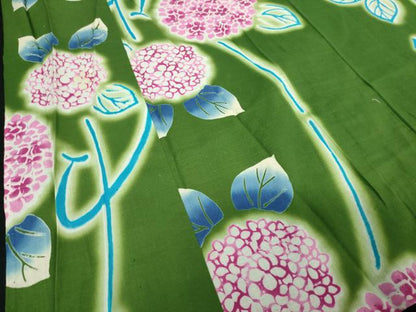 平和屋着物∴夏物　浴衣　注染　紫陽花　綿　逸品　DABJ4329cd
