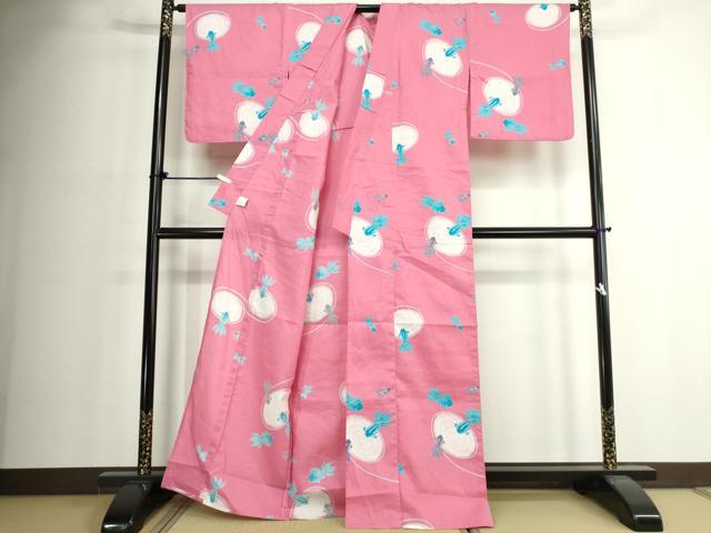平和屋着物∴夏物　浴衣　金魚　綿　逸品　DABJ4339cd