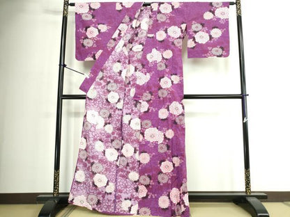 平和屋着物∴夏物　浴衣　草花文　綿　逸品　DABJ4338cd