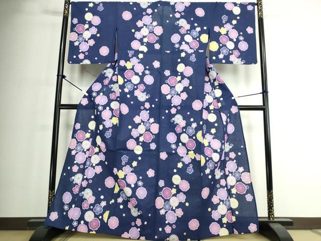 平和屋着物∴夏物　浴衣　舞梅文　綿　逸品　DABJ4323cd