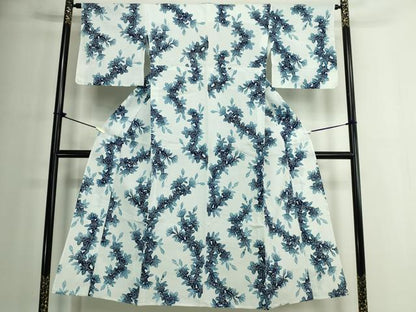 平和屋着物∴夏物　浴衣　綿絽　草花文　百合　綿　逸品　DABJ4332cd