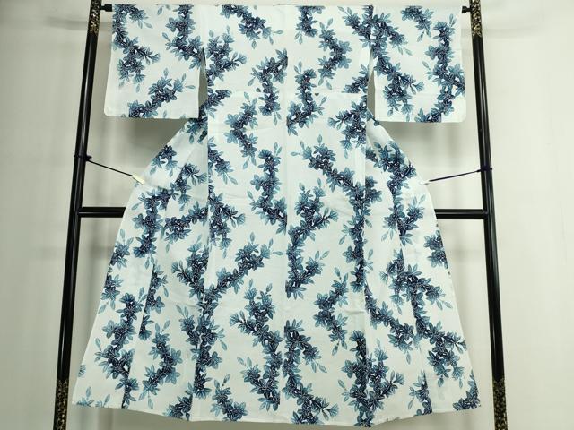 平和屋着物∴夏物　浴衣　綿絽　草花文　百合　綿　逸品　DABJ4332cd