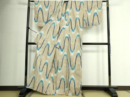 平和屋着物∴夏物　浴衣　流水文　綿　逸品　DABJ4351cd