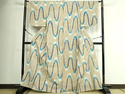 平和屋着物∴夏物　浴衣　流水文　綿　逸品　DABJ4351cd